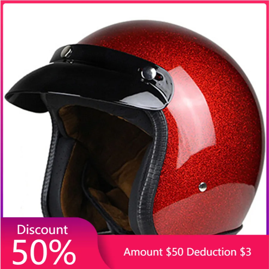 

Vega Vintage Motorcycle Helmet for Men & Women, Classic Retro Open Face Design Lightweight DOT Certified for Motorbike Cruiser M