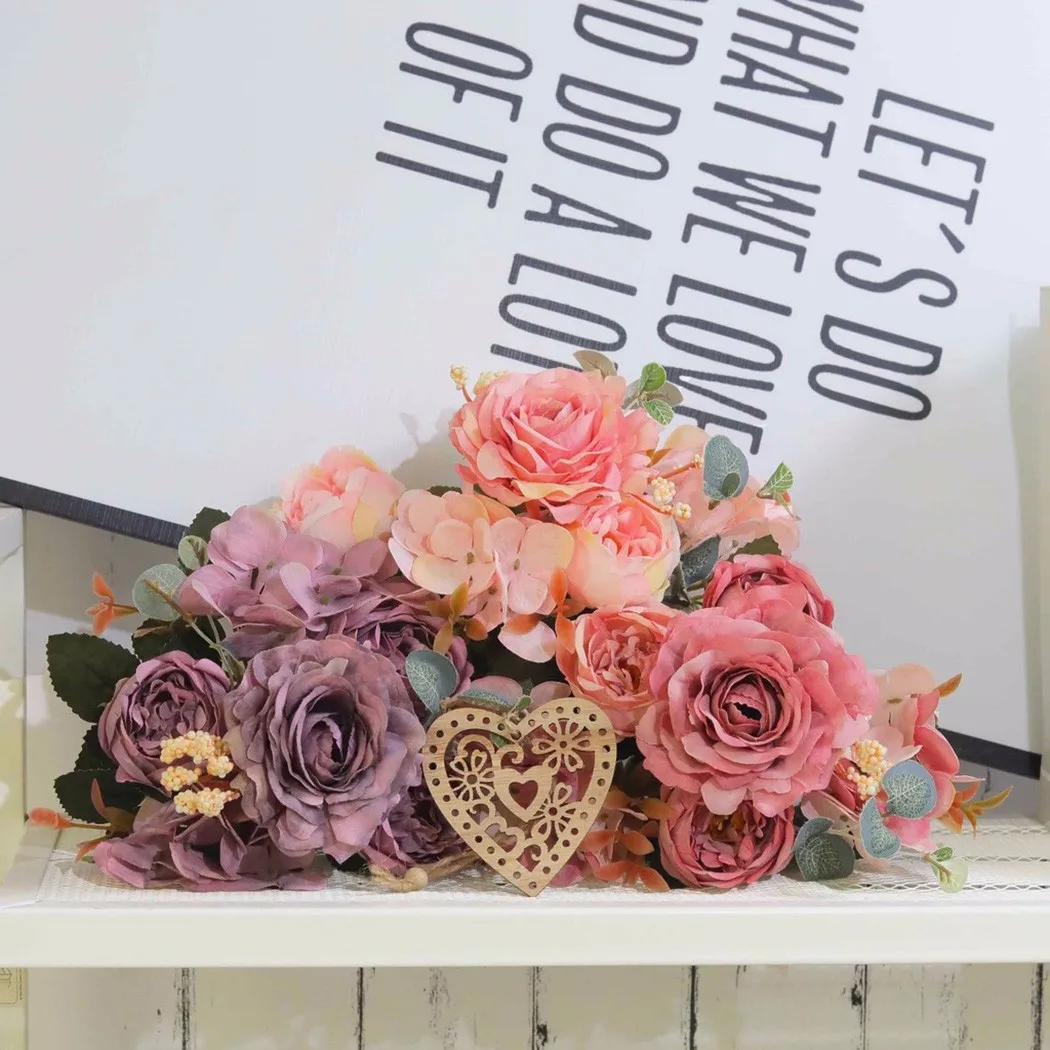 

A Bunch Of Vintage Artificial Flowers Peony Home Decor Wedding Decoration Fleurs Artificielles