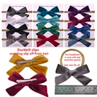 Комплект из 4 предметов для детей ясельного возраста детская одежда для девочек бархатный бант для волос заколки из мягкого нейлона и шифона со вставками в полоску, повязка на голову милое бархатной ткани ободок с бантиком аксессуары