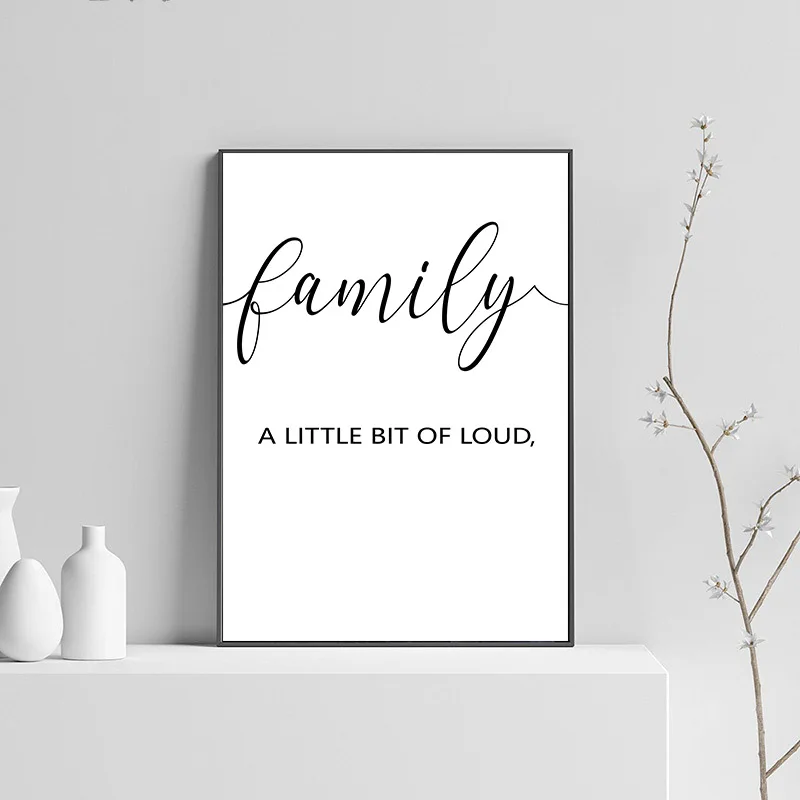 

Family Quotes Letter Art Poster and Print Simplicity Black White Picture Canvas Wall Painting Modern Home Living Room Decoration
