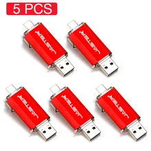 5 PCS/LOT Type-C Smart Phone USB Flash Drive 32GB 64GB 128GB Metal Pen Drives Wholesale Custom Logo Memory Stick Real Capacity
