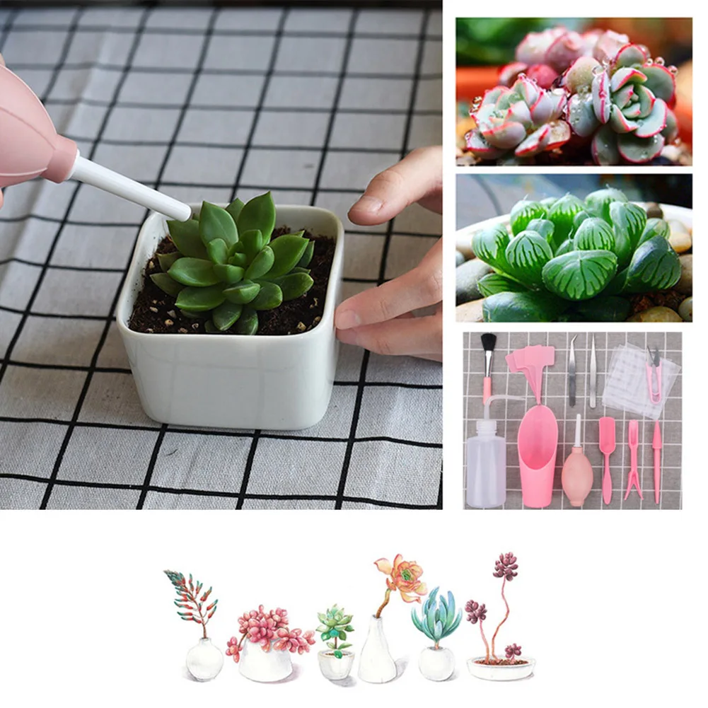 

Hot 12/16pcs Gardening Kit Succulent Planting Tools Mini Garden Hand Tools Miniature Garden Planting Transplanting Tool Set