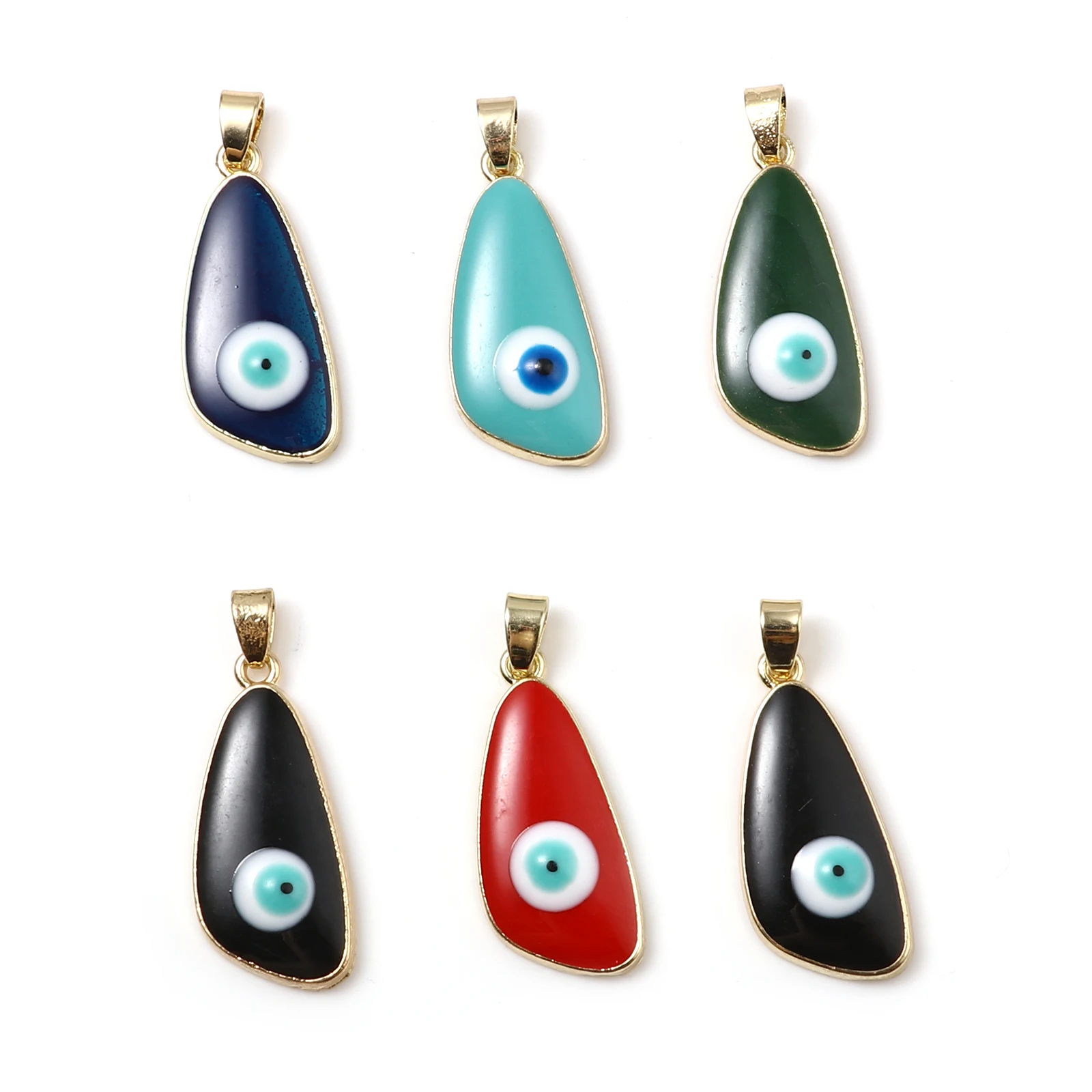 

Religious Pendants Irregular Gold Color Metal Multicolor Eye Enamel Charms DIY Making Women Necklace Jewelry 33mm x 13mm, 2PCs