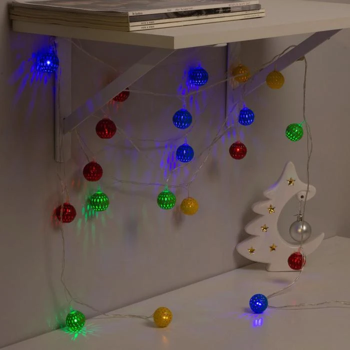 Гирлянда &quotНить&quot 4 м с насадками &quotШарик узором&quot IP20 прозрачная нить 20 LED