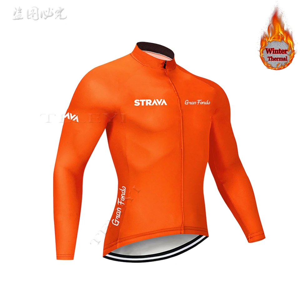 Strava Велоспорт Джерси флис зимний термо велосипедный куртка для езды на велосипеде из джерси Зимний Теплый горный велосипед одежда - Цвет: 3