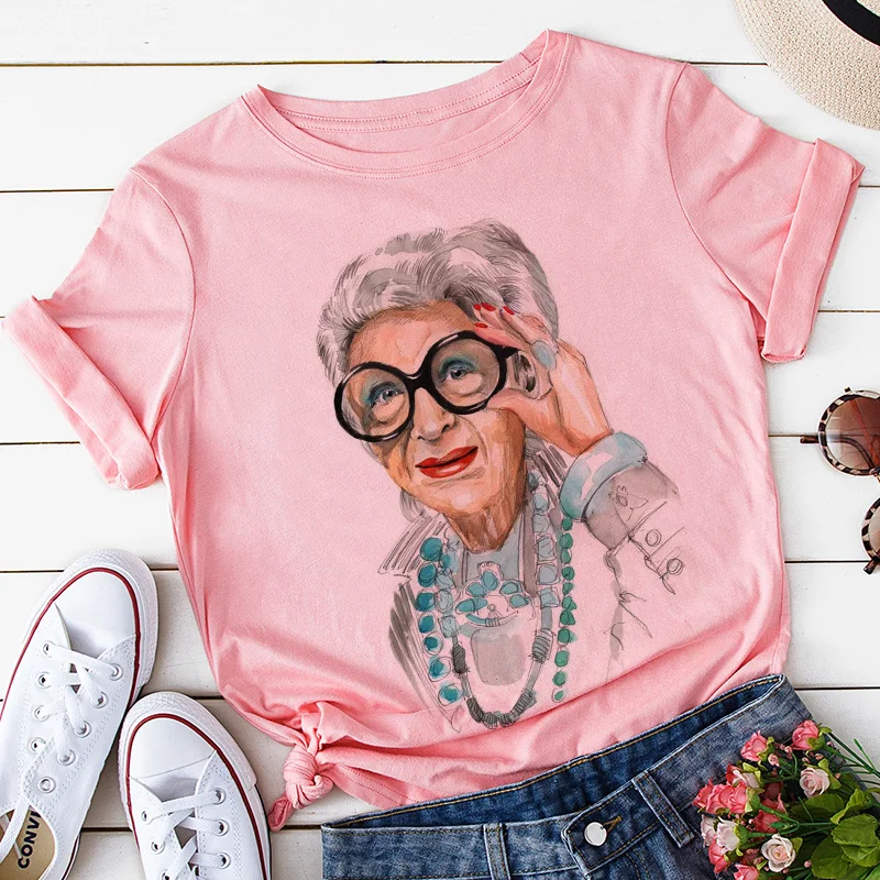 

2021 Latest Ladies Summer Trend Fashion Printing Casual Element Tops Street Short-sleeved Round Neck T-shirt