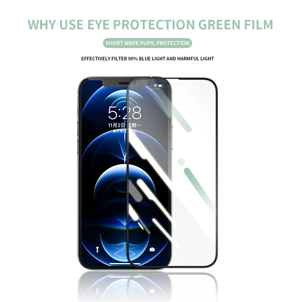wsken 0 3mm protective tempered glass for iphone 12 pro max screen protector mini full coverage 11 xs x xr anti green ray film free global shipping