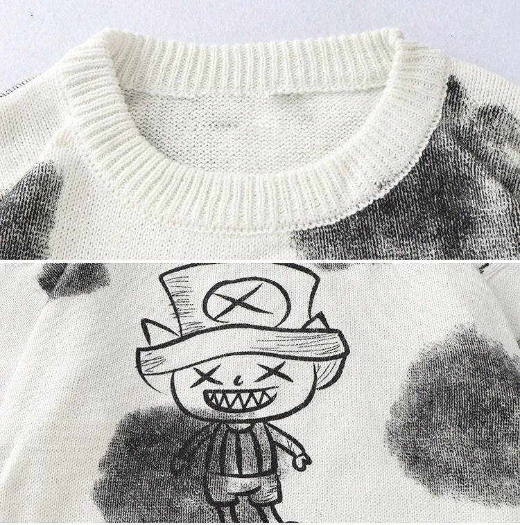 

Men'S Sweaters Spring Autumn Winter Clothes Cartoon Tie Dye Pull OverSized M-2XL Korea Style Casual Standard Pullovers