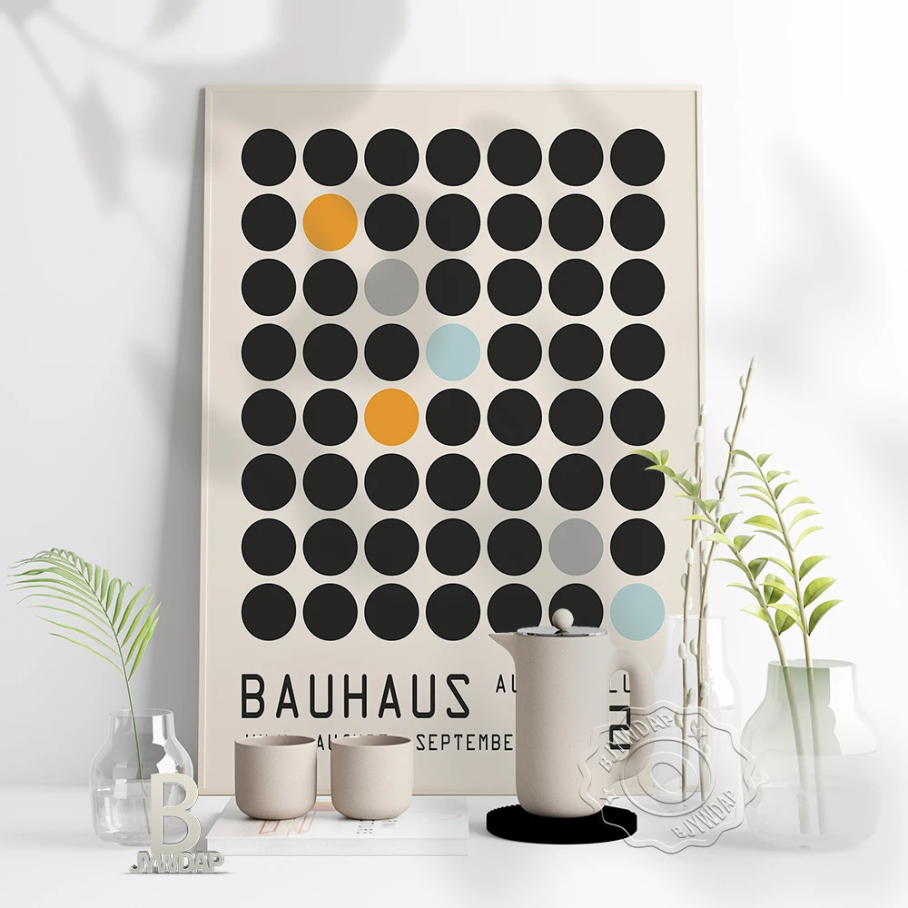 

Minimalism Nordic Round Dot Poster, Bauhaus 1923 Weimar Wall Art Print, Bauhaus Geometry Wall Picture Home Kids Room Art Decor