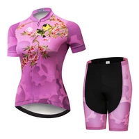 floral summer cycling jersey set for women tight bicycle clothing breathable riding skinsuit slim mtb suit maillot ropa ciclismo