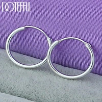 doteffil 925 sterling silver 30mm smooth circle hoop earrings for woman wedding engagement party fashion charm jewelry