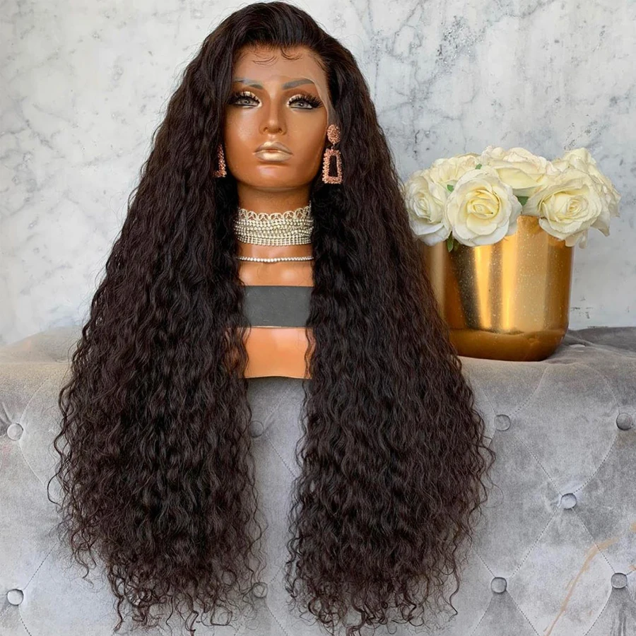 Synthetic Curly Lace Front Wigs Black Hair with Baby Hair Glueless Lace Wig Fiber Hair Replacement for Women