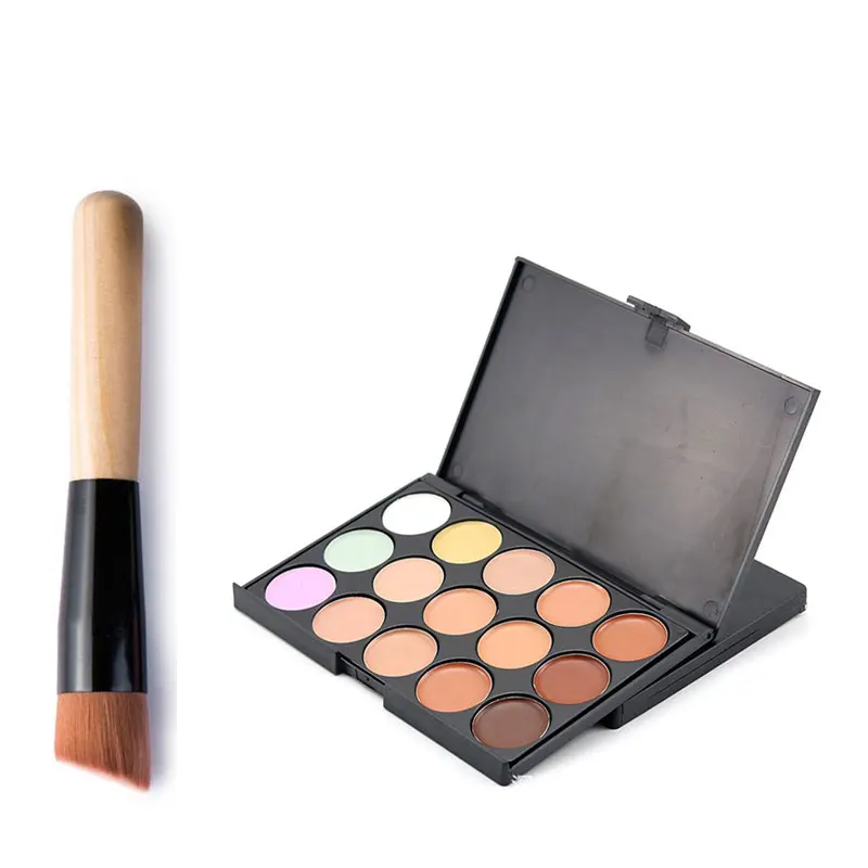 15 Color-1-Brush 15 цветов 10*15 см Профессиональный консилер для лица Палетка «камуфляж» крем контур maquillaje Профессиональный corretivo maquiagem - Цвет: 15 Color-1-Brush