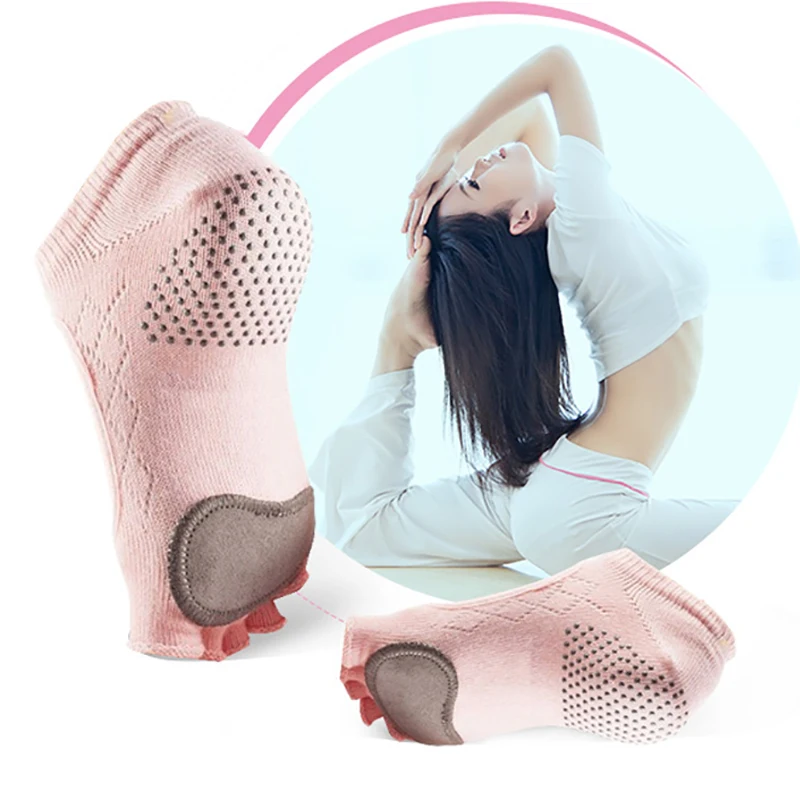 

Женские нескользящие носки из коровьей кожи и силикона для йоги, амортизирующие дышащие спортивные носки с пятью пальцами для пилатеса, фит...