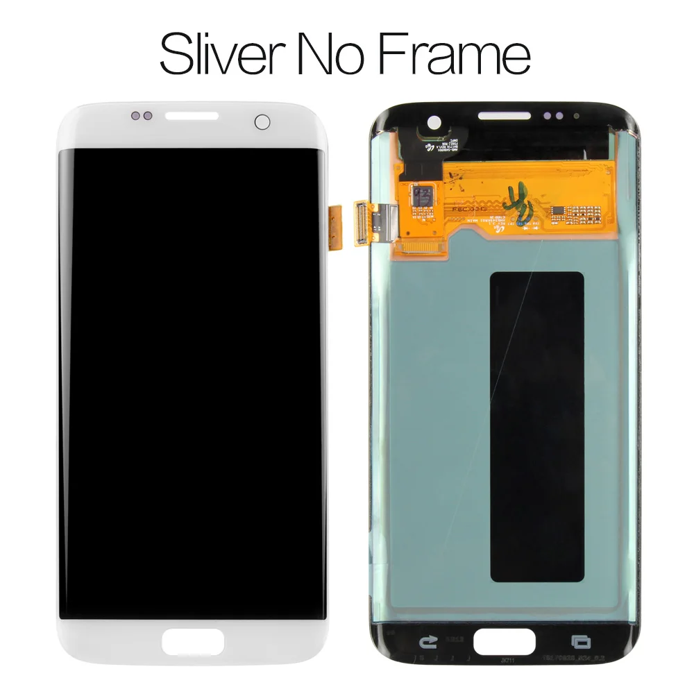 Sliver no Frame Супер AMOLED lcd Замена для samsung S7 Edge G935F G935A G9350 lcd дигитайзер сенсорный экран с рамкой экрана - Цвет: Sliver no Frame