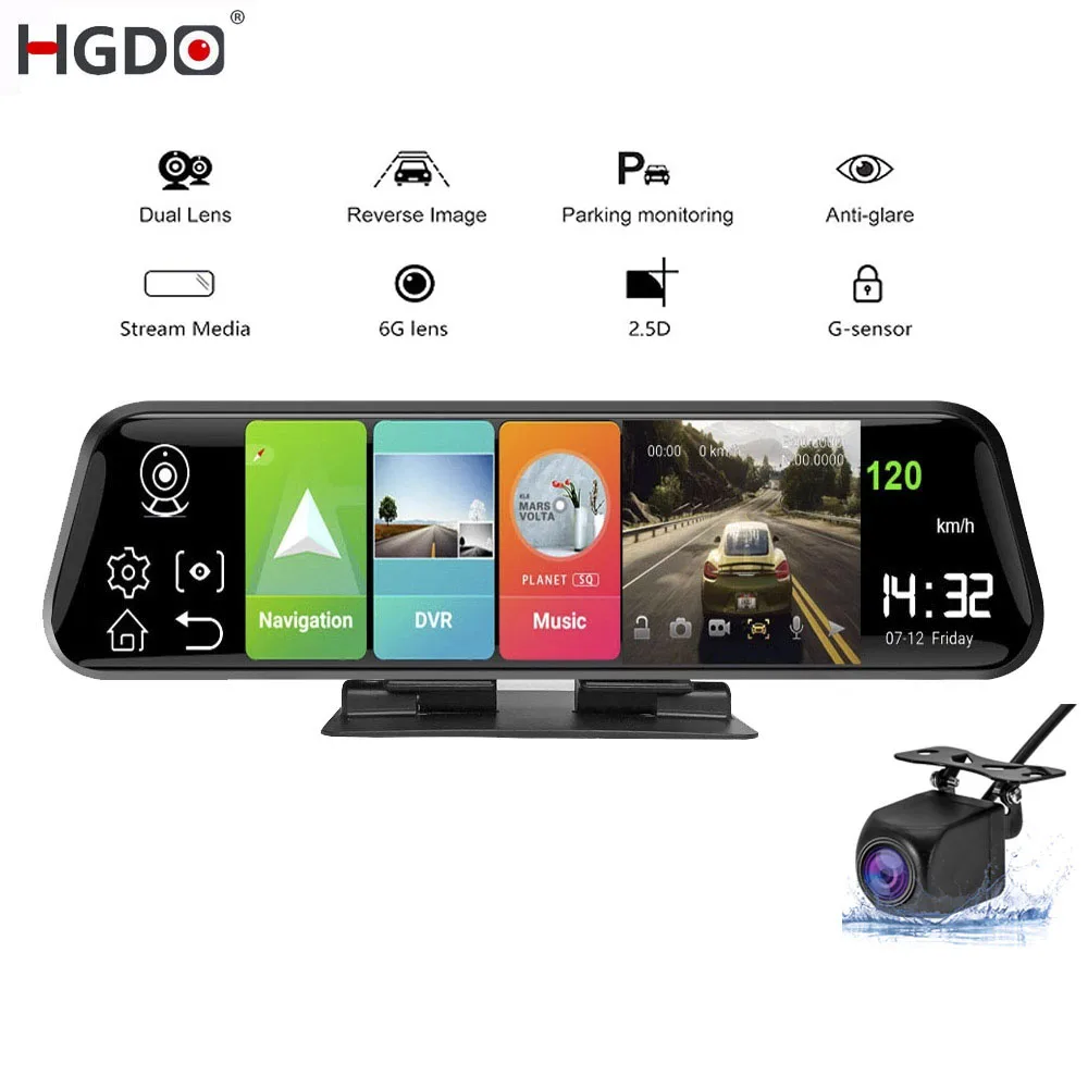 

HGDO 10" 1080P 4G Android 8.1 10" Dash Cam Rearview Mirror Bluetooth Camera Car Dvr ADAS Super Night WiFi GPS Video Recorder