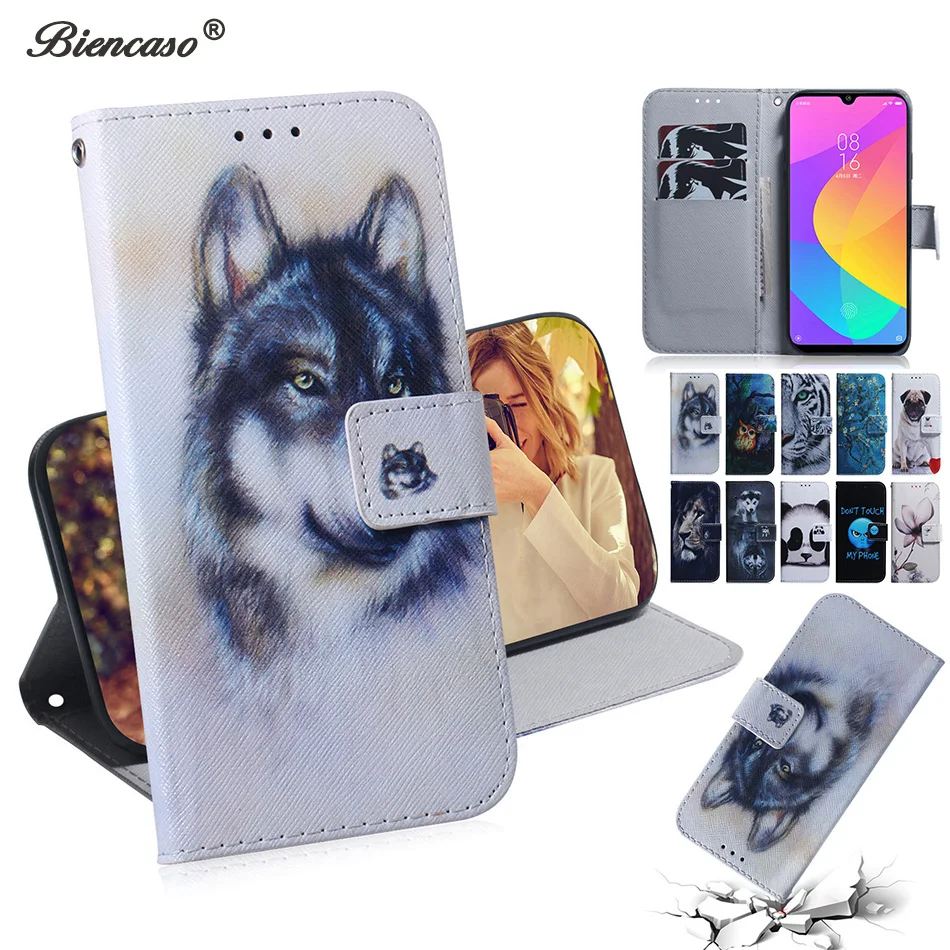 Чехол для Xiaomi CC9 CC9E 9T A3 Wolf флип чехол из искусственной кожи с кошельком Redmi Note 7S 7 6 Pro