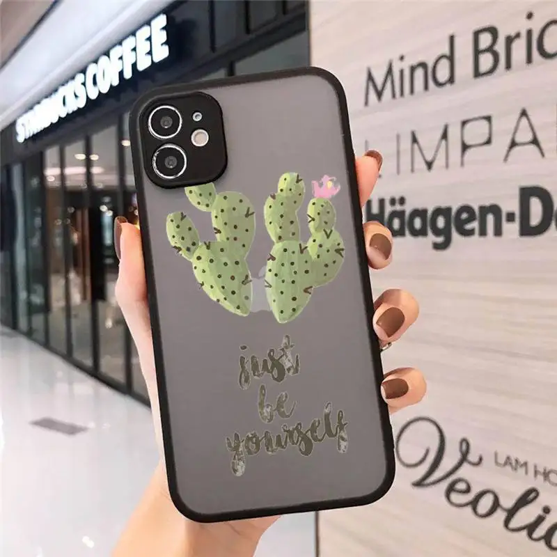 

Cute plant cortoon cactus Phone Case matte transparent For iphone 7 8 11 12 plus mini x xs xr pro max cover