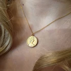 Диск ожерелье Элизабет медальон ожерелье в римском стиле монета ожерелье, многослойное колье, ожерелье, платье подружки невесты, подарок на день рождения