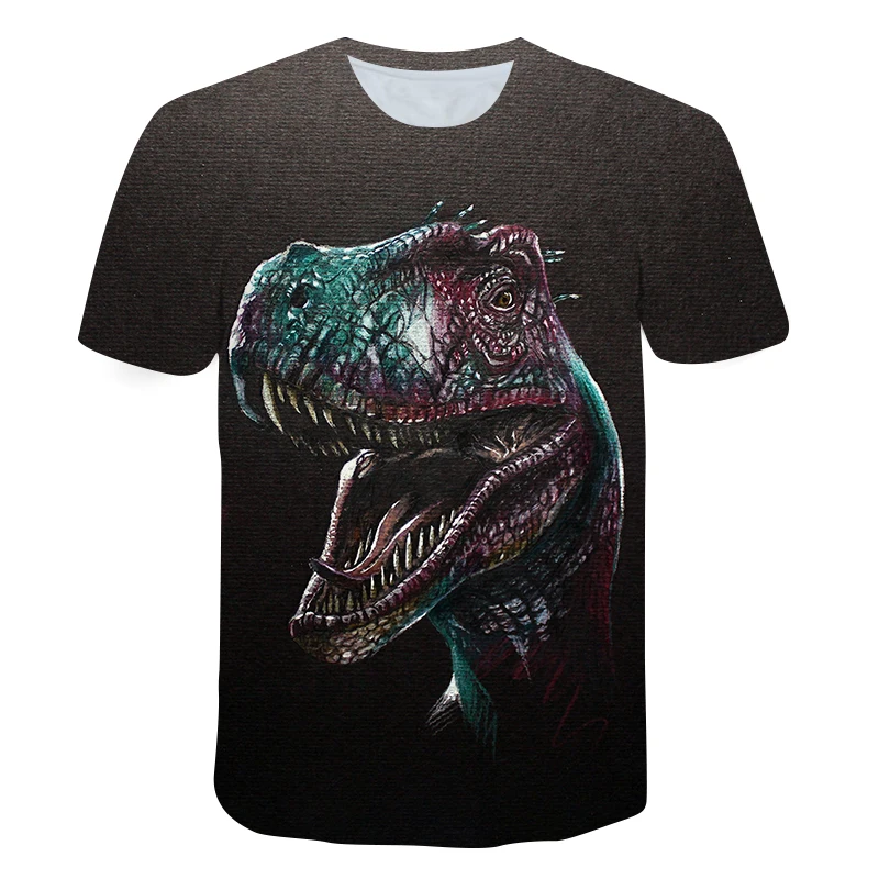 

2021 Summer New Jurassic Park Dinosaur Boy T-shirt 3D HD Print Street Fashion Popular 0 Collar Short Sleeve Children's Top