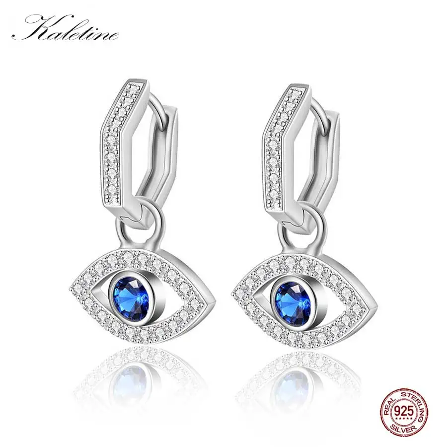 KALETINE Evil Eye падение серьги 925 Sterlng Серебряный Модные украшения милый синий камень заявление серьги для Для женщин аксессуары