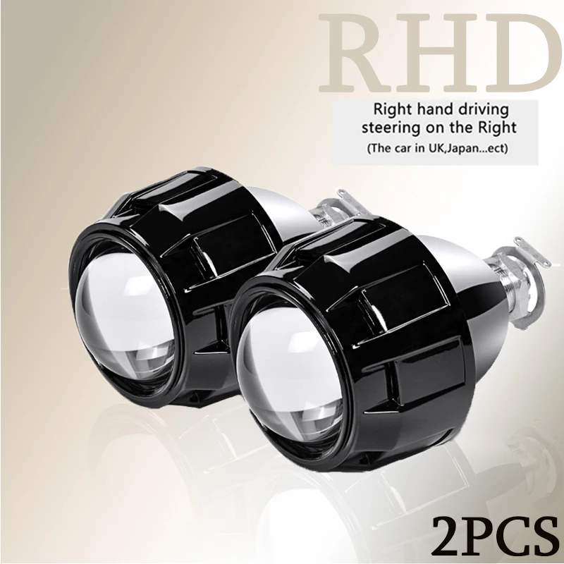 2,5 дюймов мини-объектив проектора HID Bi xenon H7 H4 Фары линзы мотоцикл авто объектив H1 светодиодные Ксеноновые лампы для автомобиля Стайлинг ремонт - Цвет: 2x RHD Black