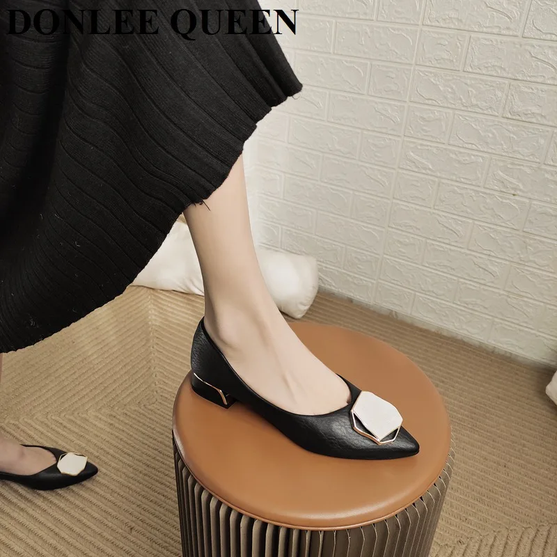 

Brand Metal Buckle Shoes Women Slip On Ballet Flat Casual Loafer Female Soft Autumn Ballerina Low Heel Moccasin Zapatillas Mujer