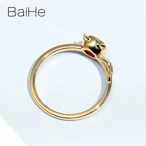 BAIHE Твердые 14 К желтого золота сертифицированные безупречные 0.20ct натуральный рубин помолвки женские модные ювелирные изделия Подарочное кольцо