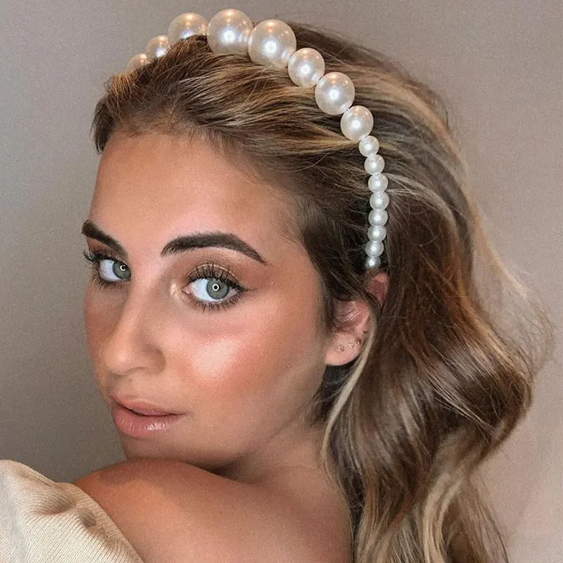 Недорогие Стразы ободок на голову с жемчугом для принцессы ободки волос