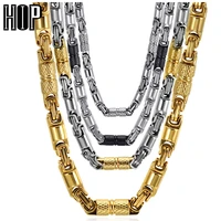 hip hop two tone gold color titanium stainless steel 55cm 6mm heavy link byzantine chains necklaces for men jewelry