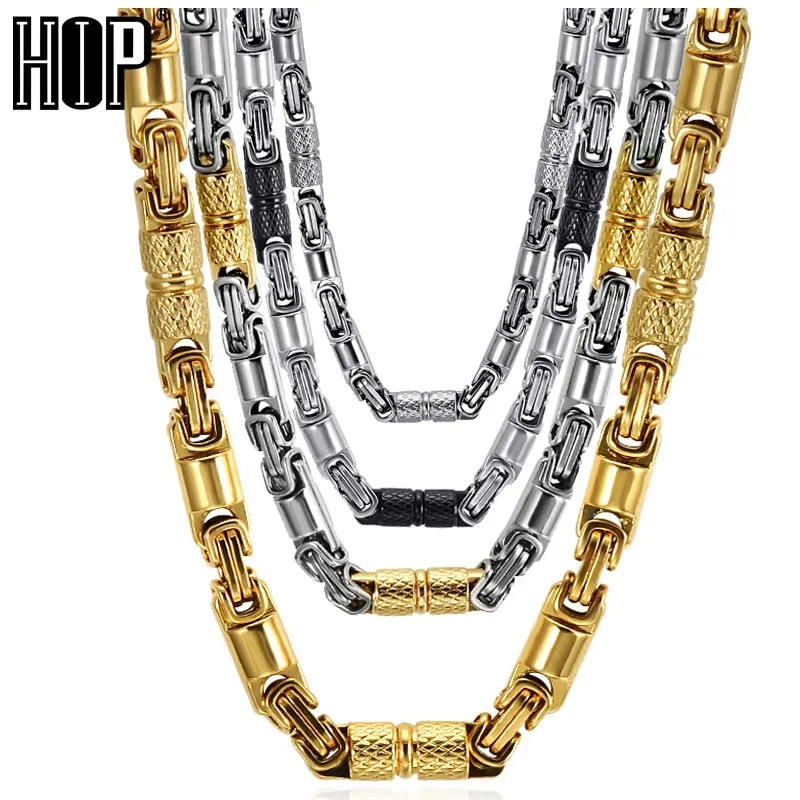 Хип хоп двухцветные золотистые титана из нержавеющей стали 55 см 6 мм тяжелые