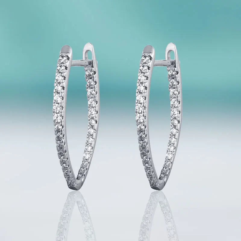silver MAIKALE, модные ювелирные изделия, v-образная форма, серьги-гвоздики с покрытием ААА, кубический цирконий, золотые, серебряные, цветные циркониевые серьги для женщин, Brincos Bijoux - Окраска металла: silver