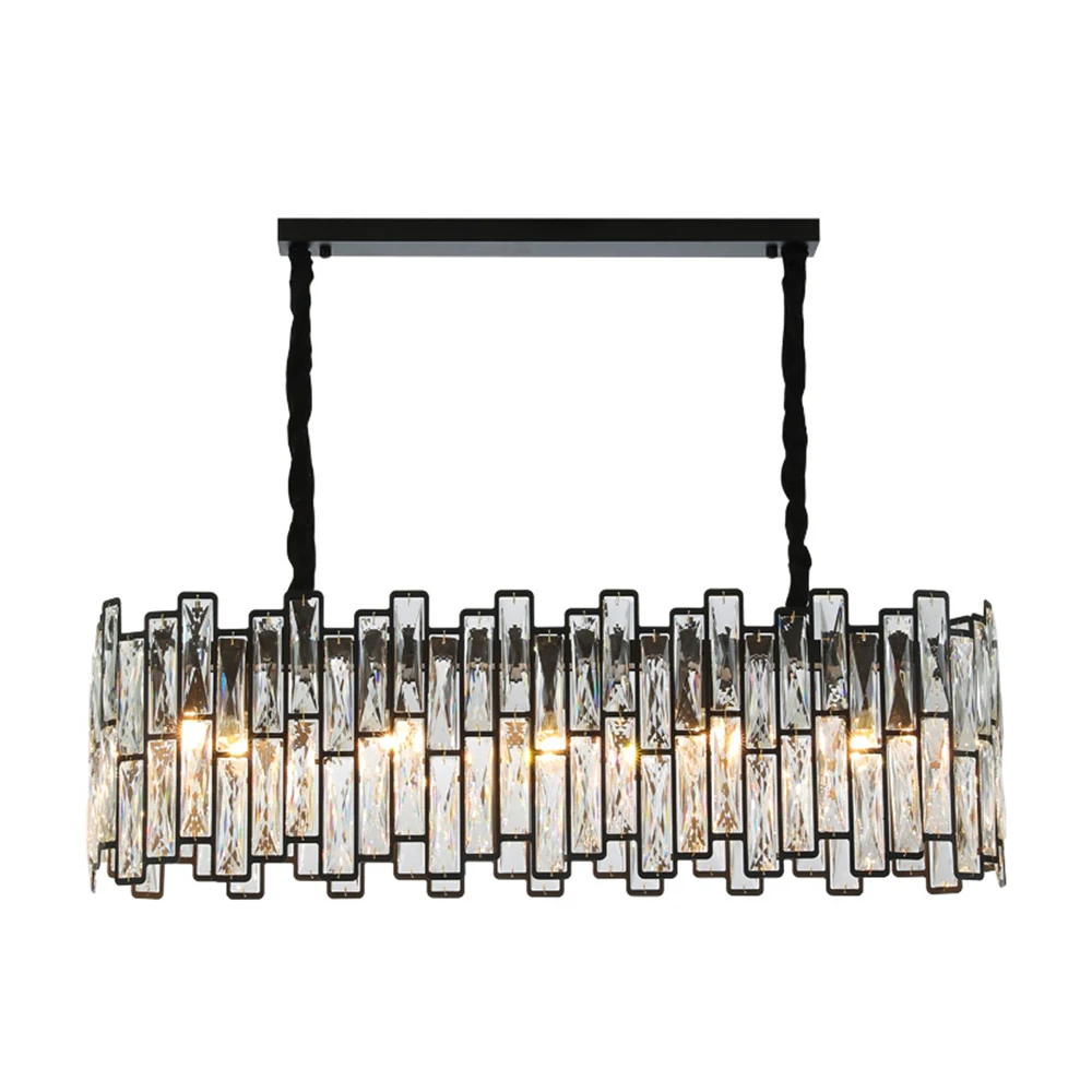 

YOOGEE LED Chandelier Black Crystal Lights Indoor Lighting Rectangle Chandeliers for Living room Large Hanging Lamp Lustre
