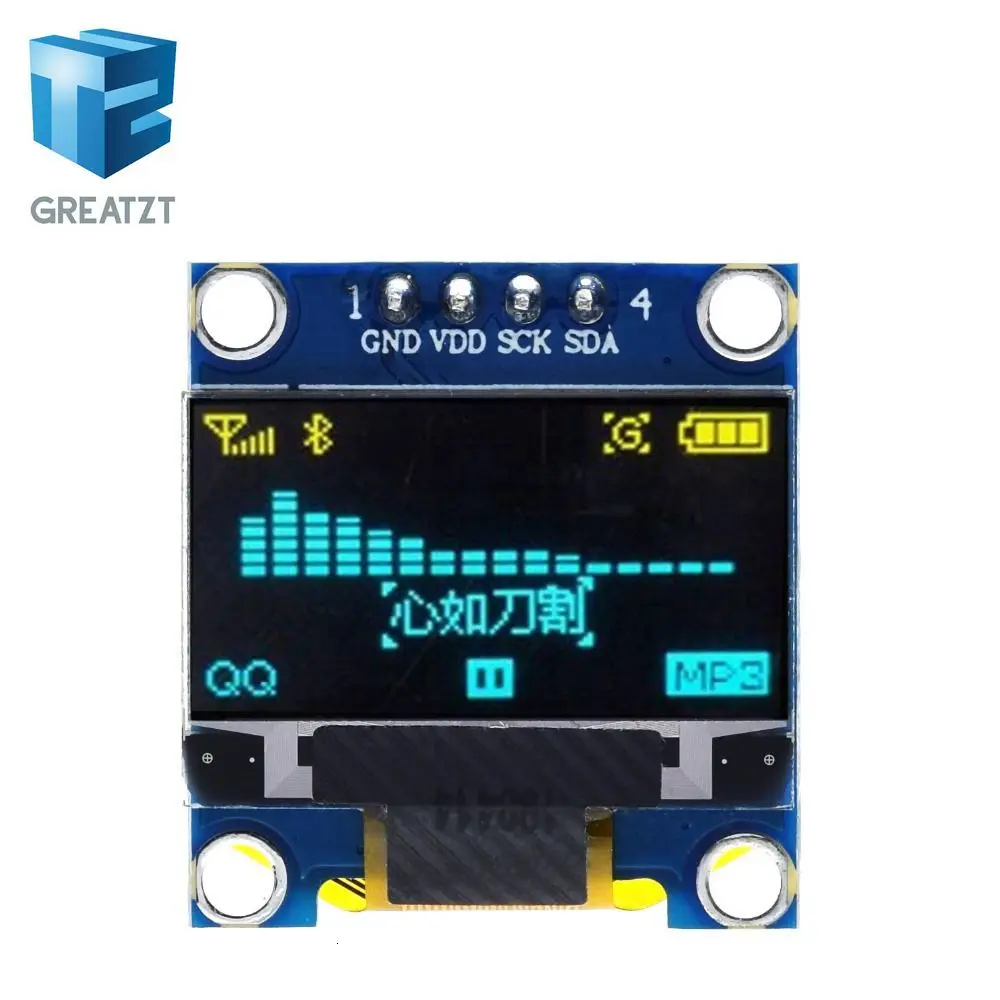 0,96 дюймов IIC Серийный желтый синий OLED дисплей модуль 128X64 IEC SSD1306 12864 плата с ЖК-экраном GND VCC SCL SDA 0,9" для Arduino