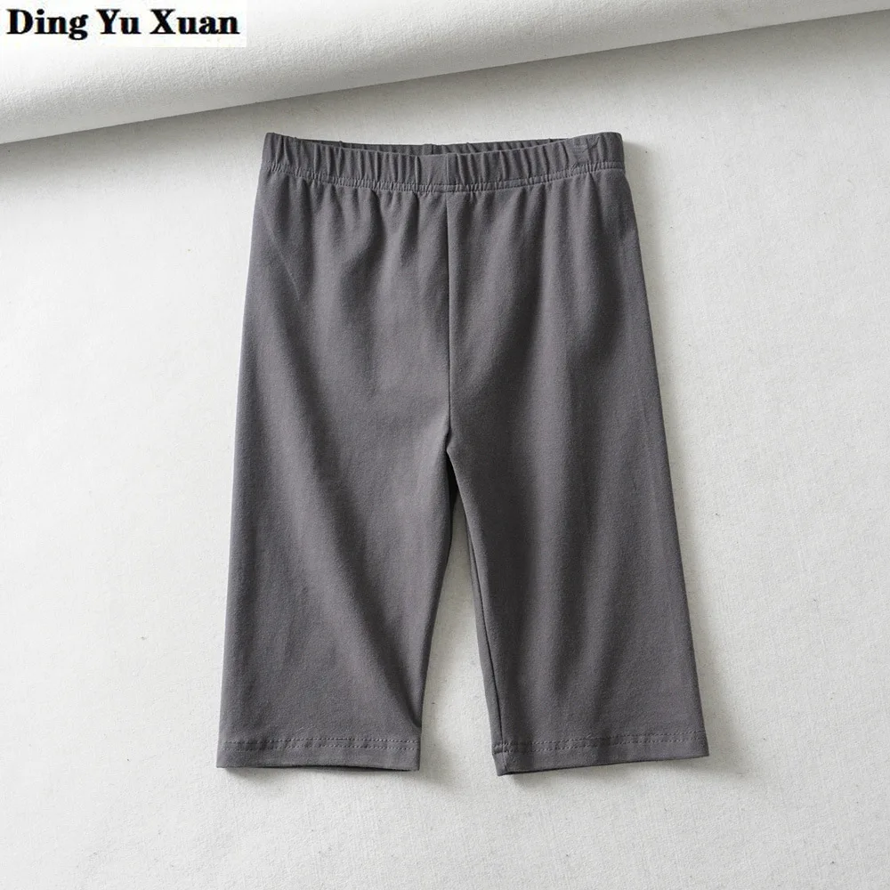Knee Length Biker Short Legging Slim Femme High Elastic Waist Leggings Shorts for Women Fitness Black White Khaki Blue Grey
