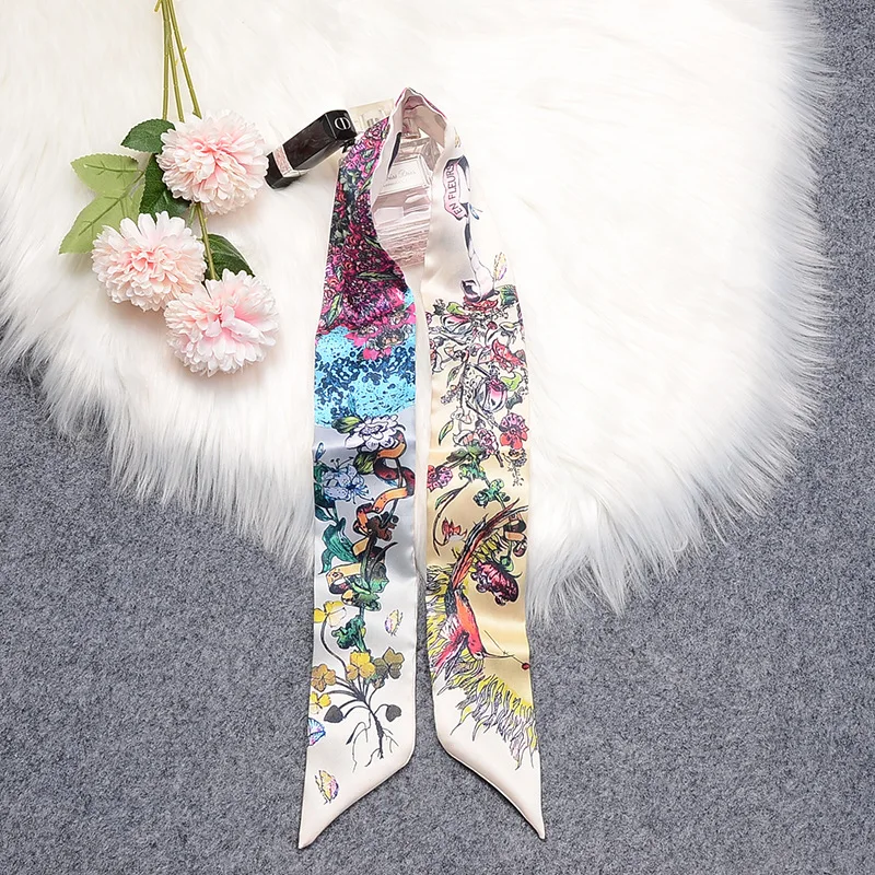 

Luxury Silk Scarf 2022 Women's Brand Scarf Thin Pack Scarf Fashion Ladies Hair Band Long Shawls ML26