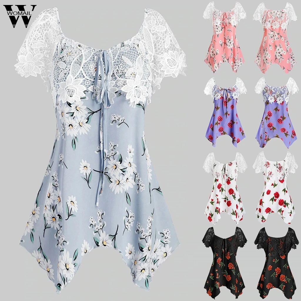 Женская Блузка Boho кружевная блузка большого размера с цветочным принтом 2020 |