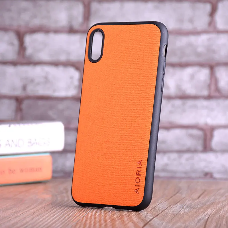 Чехол для iPhone X XR XS max, роскошный текстильный кожаный чехол из мягкого ТПУ, жесткий чехол для телефона для iPhone X XR XS, чехол funda capa - Цвет: Orange