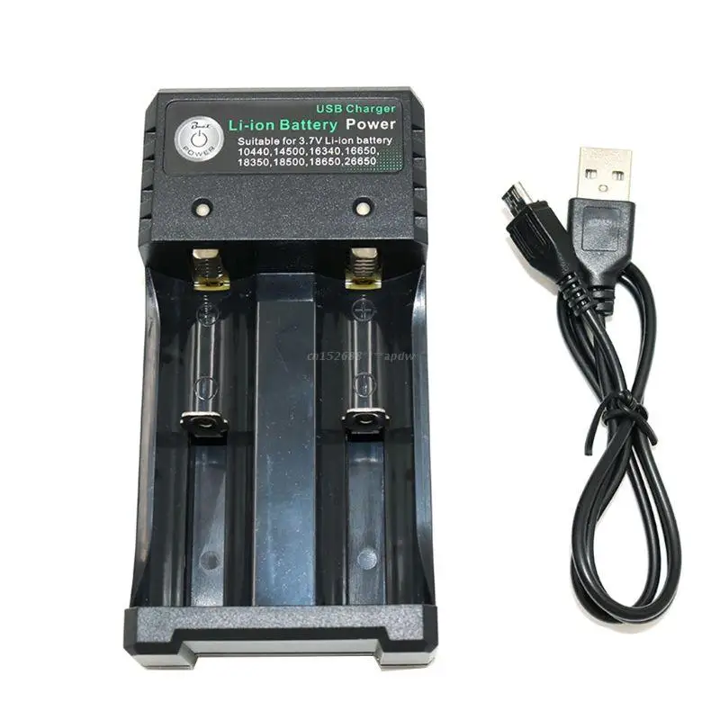 

3.7V 18650 Double Slots Charger Portable 18350 16340 14500 USB Interface E-cigarette Independent Li-ion Battery Charging