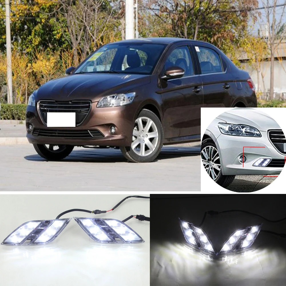 CAPQX 1 пара для Peugeot 301 2014 2015 передние светодиодные DRL дневные ходовые огни Дневные