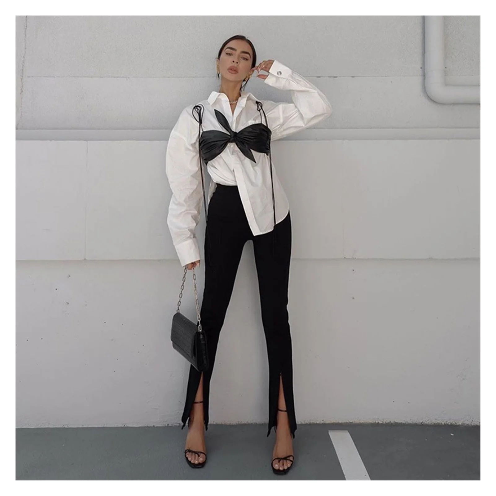 

2021NEW Spring Autumn New Zaraing-Style Elastic Slimmed Trousers Foot Zipper Open Fork Trim Trousers Female Pants Za 2021 High