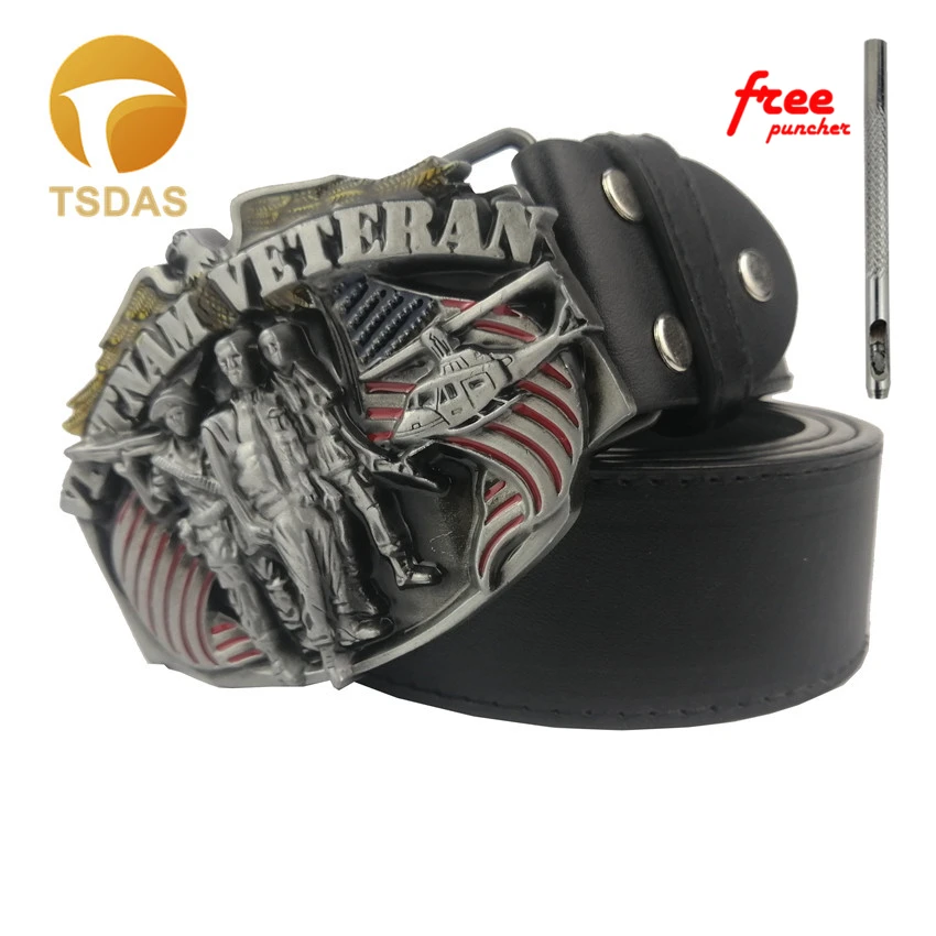 Мужской ремень с пряжкой ширина 4 см серебристый кожаным ремешком для ветеранов