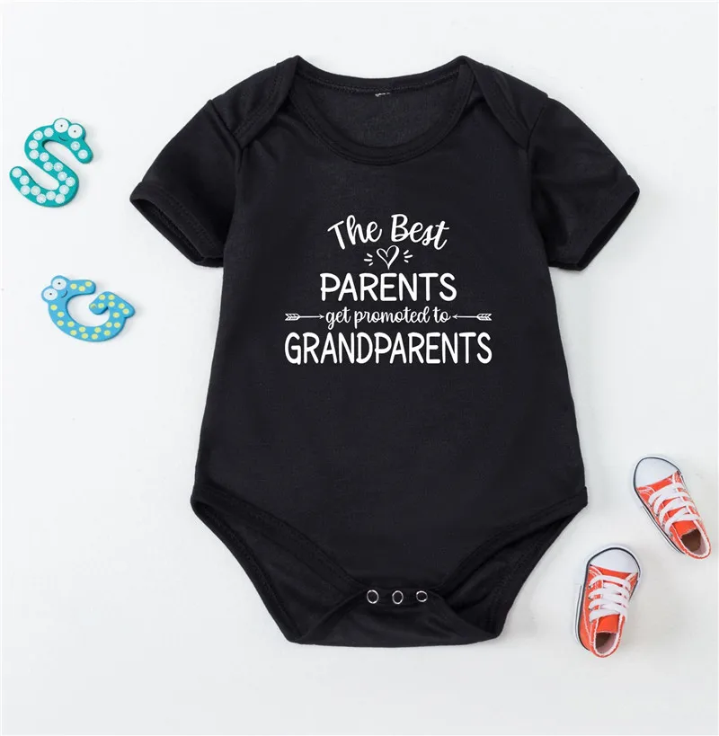 

Baby Romper Summer Children Jumpsuit GRANDPARENTS Letters Print Onesies Short Sleeve Round Neck Baby Outwear Outfits 0-24M Tees