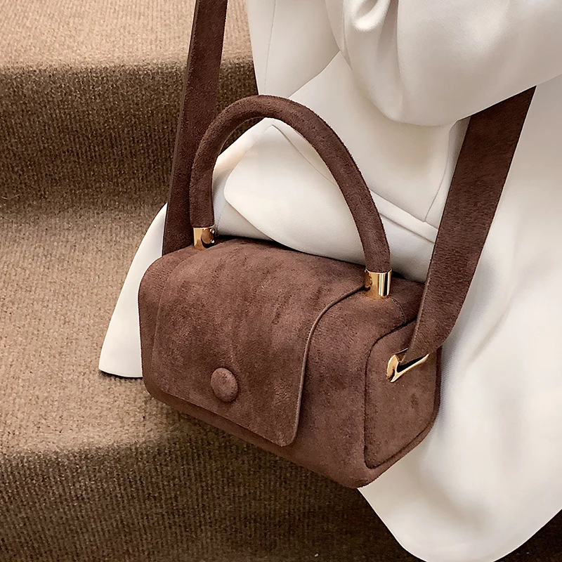 

с доставкой Small Vintage Faux suede Underarm Shoulder Crossbody Bags For Women 2021 Winter Simple Handbags and Purses