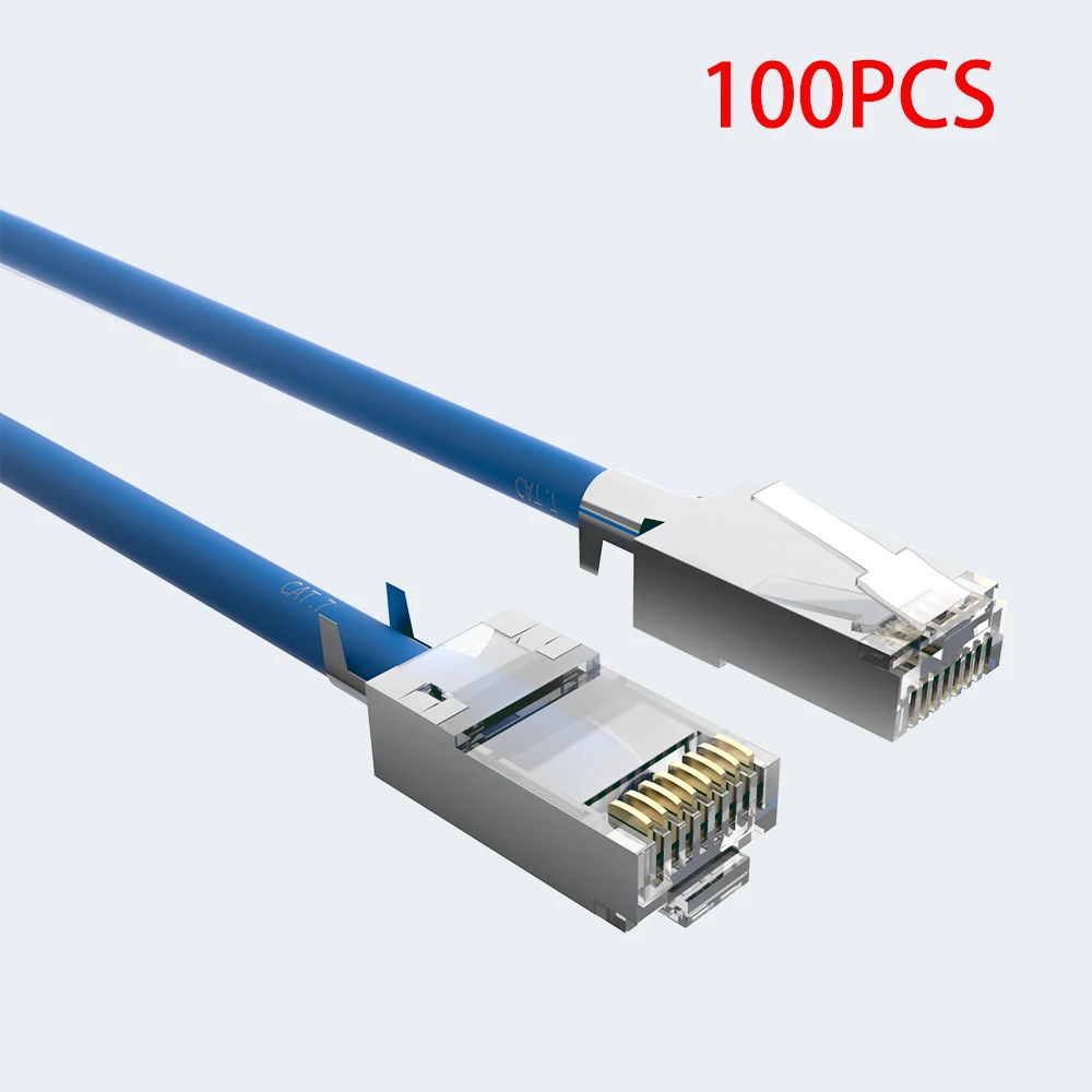 

RJ45 Cat7 Connector 20 Pcs 8P8C UTP/FTP Gold Plated Network Modular Plug Ethernet Cables Cat5e Cat6 Connectors