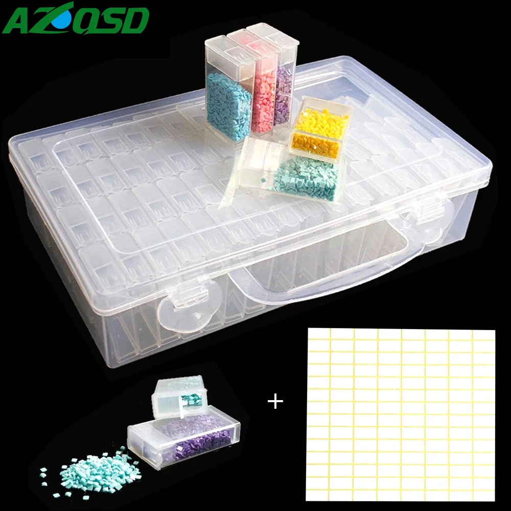 

AZQSD Diamond Embroidery 64pcs Storage Boxes Plastic Convenience Diamond Painting Mosaic Tool Accessory Drill Gift