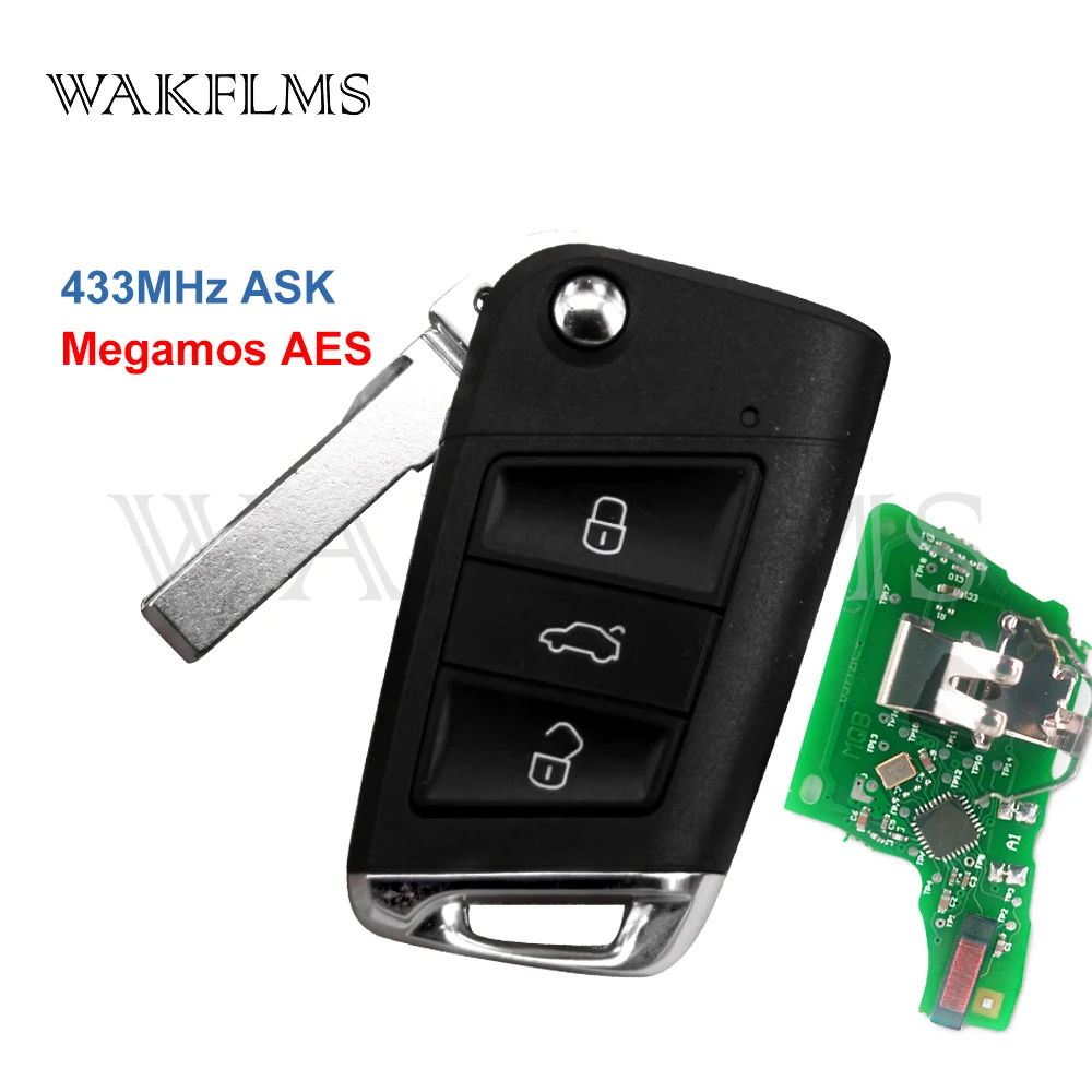 3 кнопки дистанционный Автомобильный ключ 433 МГц для Volkswagen Golf Mk7 VII Skoda Octavia (MQB) с