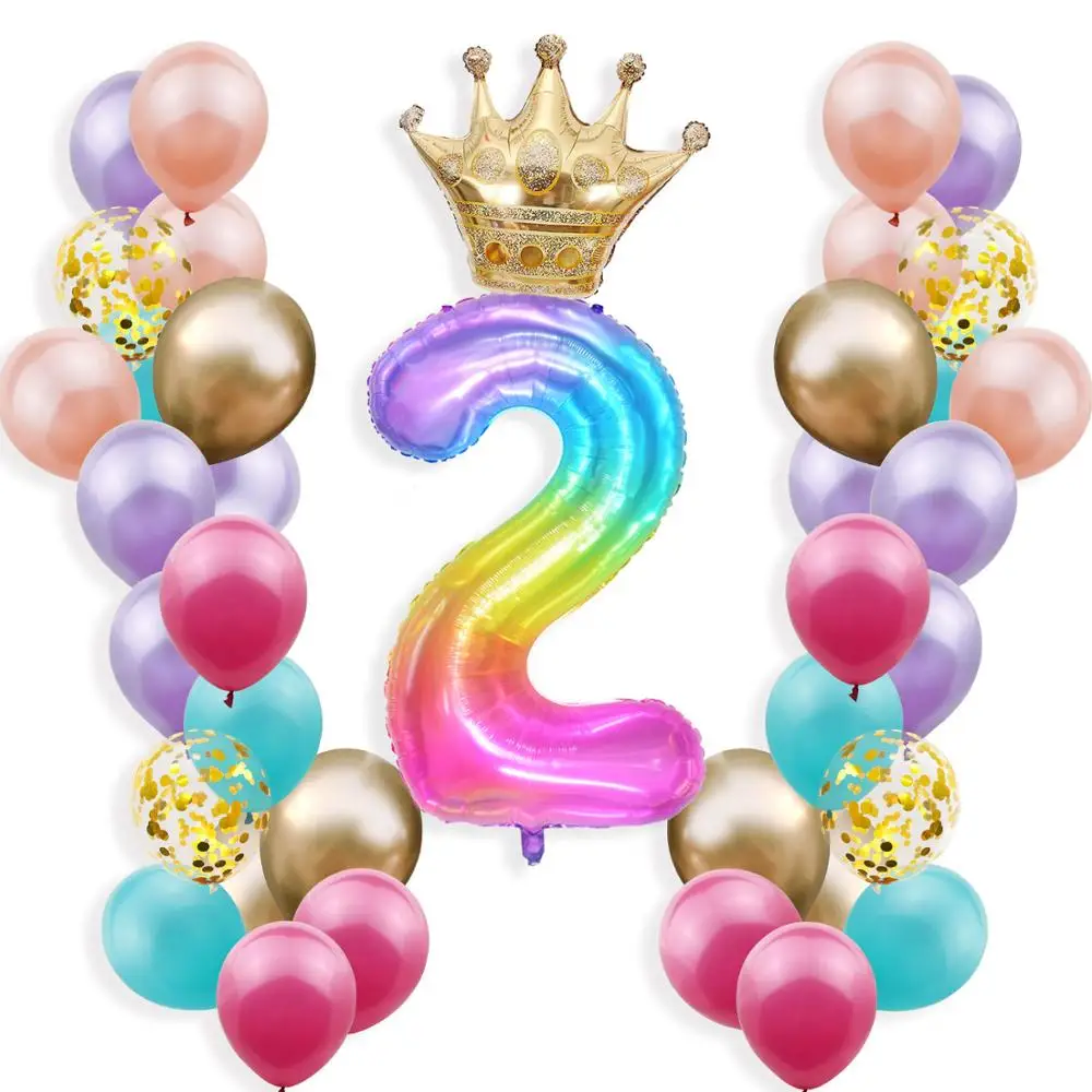 Украшения для 2 го дня рождения 12 дюймовые латексные воздушные шары и цветные