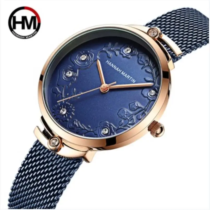 

Japan Miyoda Movement Diamond 3D Engraving Watch Ladies Quartz Watch Fashion Korean Simple Style