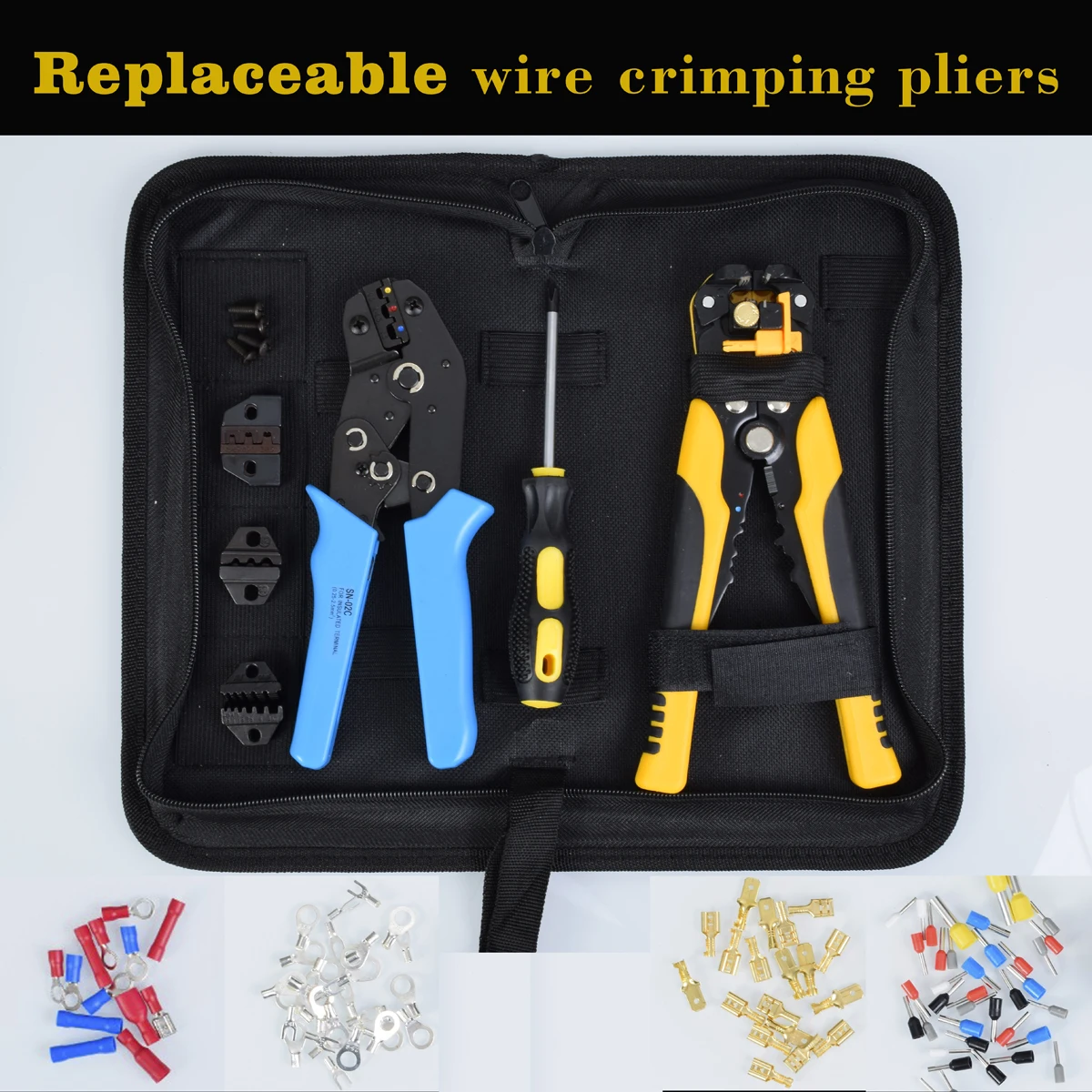 Набор обжимных инструментов TOOZO с 5 сменными захватами и отверткой щипцы храповым